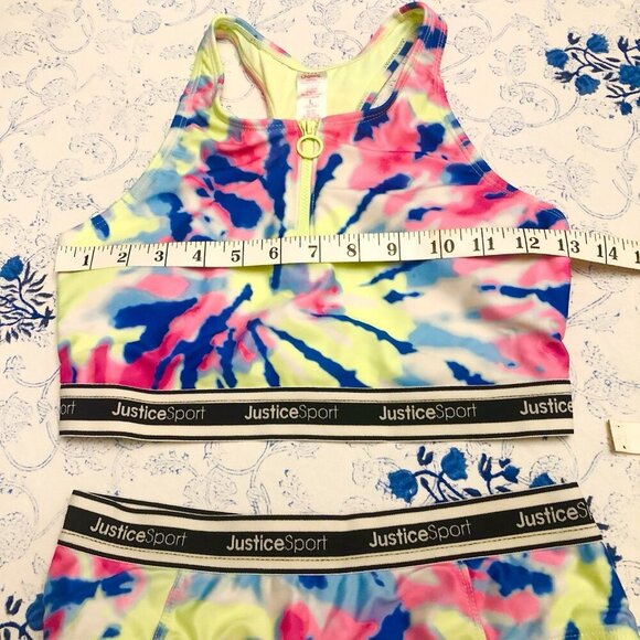 JUSTICE Girls Swimsuit Tankini Swim Tank Bikini Size L 12/14 Tie Dye Zip - Picture 8 of 16
